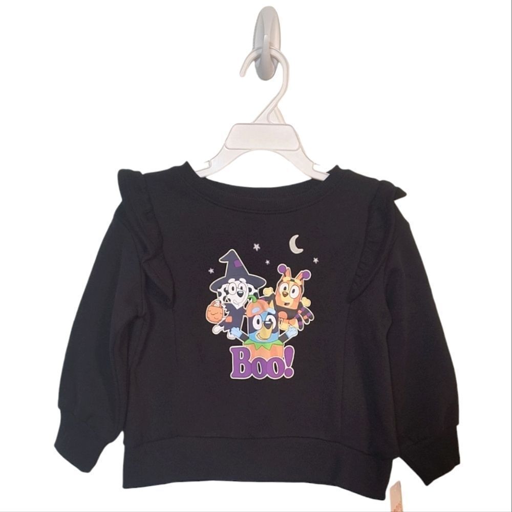 Jumping Beans Bluey & Friends Halloween Ruffle Shoulder Graphic Sweatshirt Sz 2T